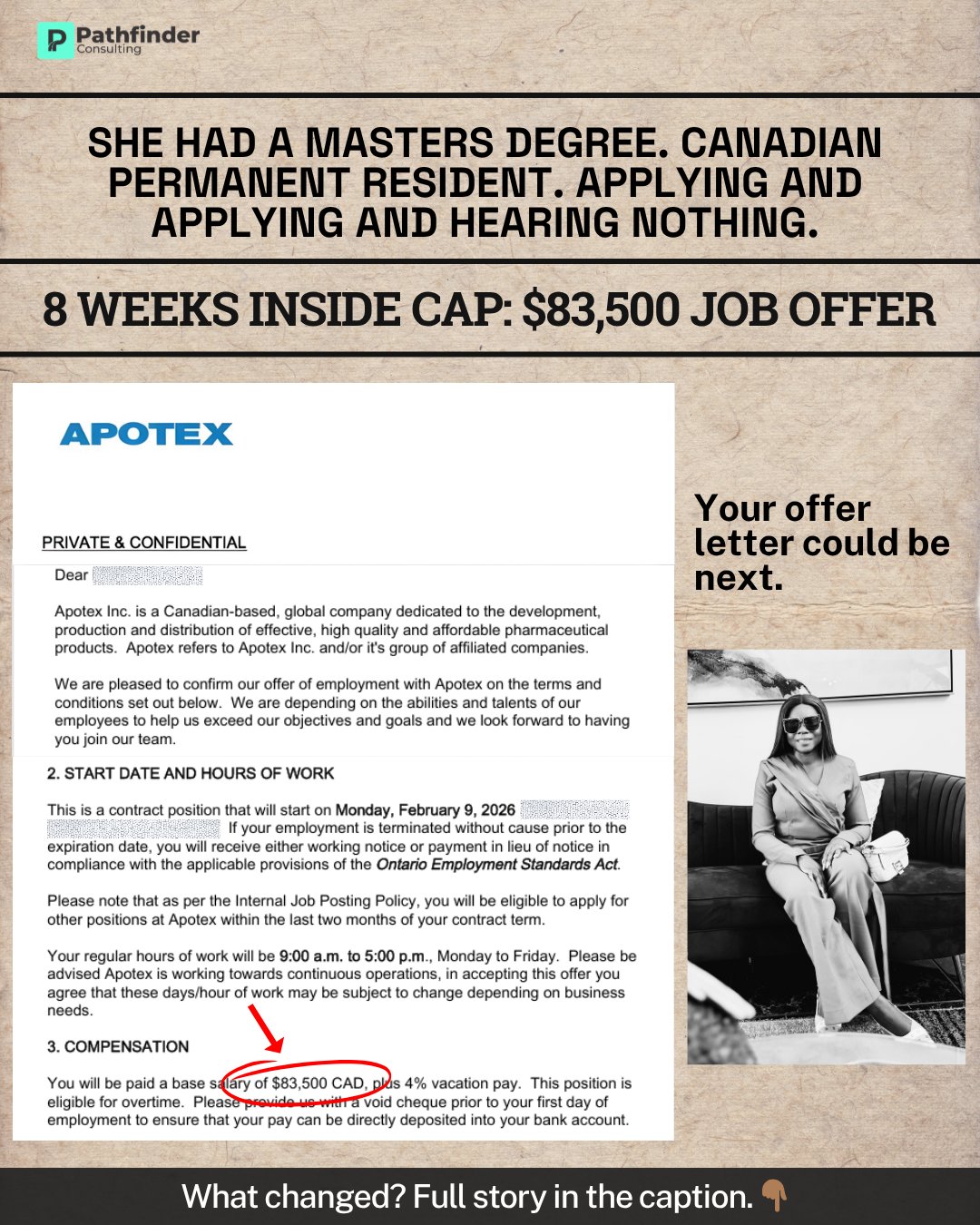 Apotex $83,500 job offer letter