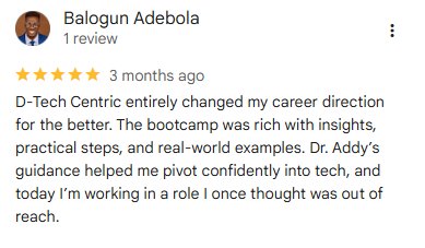 Google review by Idoko Veronica