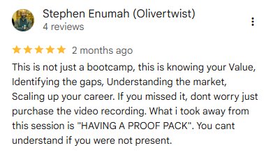 Google review by Stephen Enumah