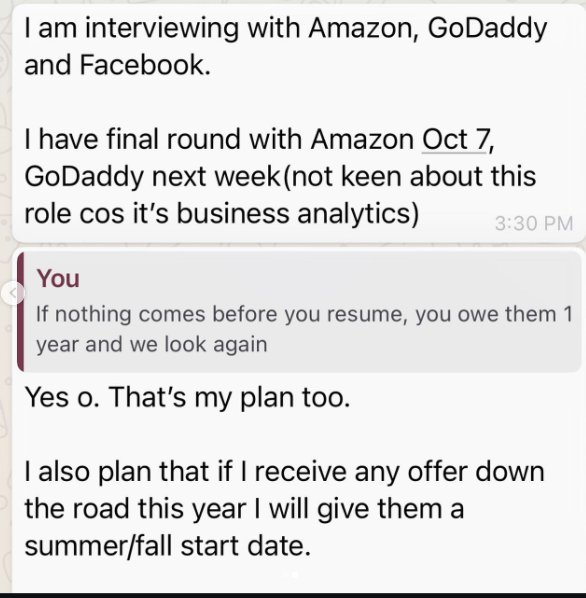 Interview confirmation screenshot