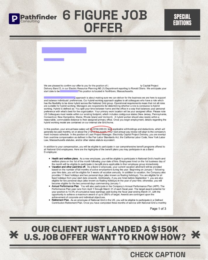 $150K U.S. job offer letter
